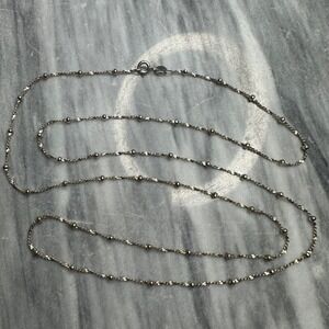 Italy 925 Sterling Silver 30 Inch Twisted Station Bead Chain Necklace 5.48g